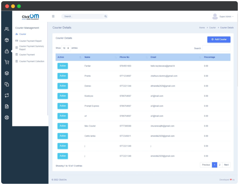 Clickom Screenshots - Order Management System